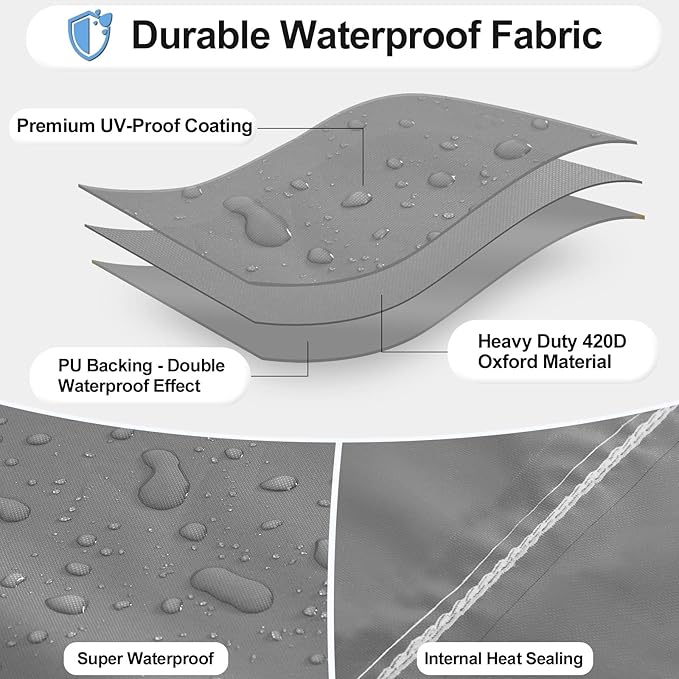 OutdoorLines Outdoor Waterproof Patio Ottoman Covers - Rectangle UV-Proof Patio Side Table Cover Windproof Heavy-Duty Furniture Covering Protector 28L x 22W x 17H Inch, Grey