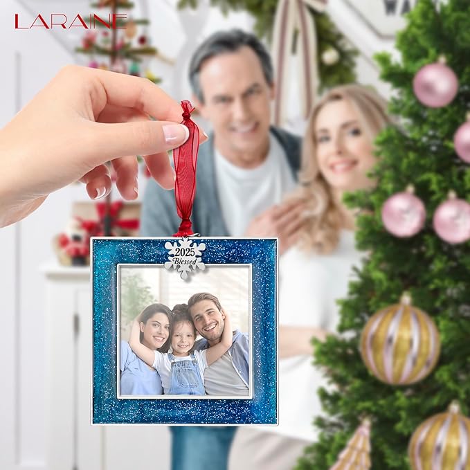 Laraine Christmas Tree Ornaments 3 Pieces – Decorative Hanging 2025 Pendant with 2.5” Picture Frame Insert for Pet Holiday Keepsake Gift (Colorful-A-Set (2025))