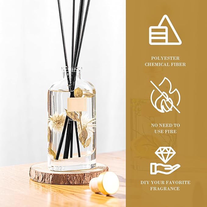 VALICLUD 60Pcs Aroma Diffuser Sticks Black Fiber Replacement Volatile Rods for Essential Oil Diffusers Home Fragrance Aromatherapy
