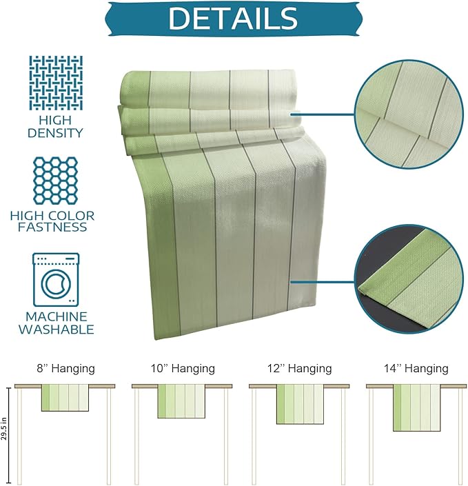 Vandarllin Table Runners Small 13X36 Inches Pastel Green,Cotton Linen Farmhouse Retro Rustic Barn Wood Texture Tablecloths Non-Slip Party Table Decorations for Kitchen,Home,Dining,Outdoor,