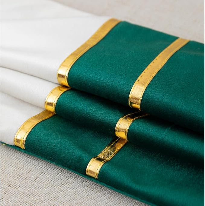ZLINA Set of 2 Velvet Decorative Throw Pillow Covers Dark Green White Patchwork with Gold Leather Pillow Covers 16 × 16 Inch Cushion Covers Decor Living Room Sofa Bedroom Car