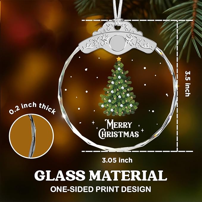 Christmas Ornaments - Christmas Tree Glass Ornament - Present for Family Friend - Xmas Decor - Holiday Presents Gift Exchange Ideas Car Hanging Decoration Wine Bottle Decor