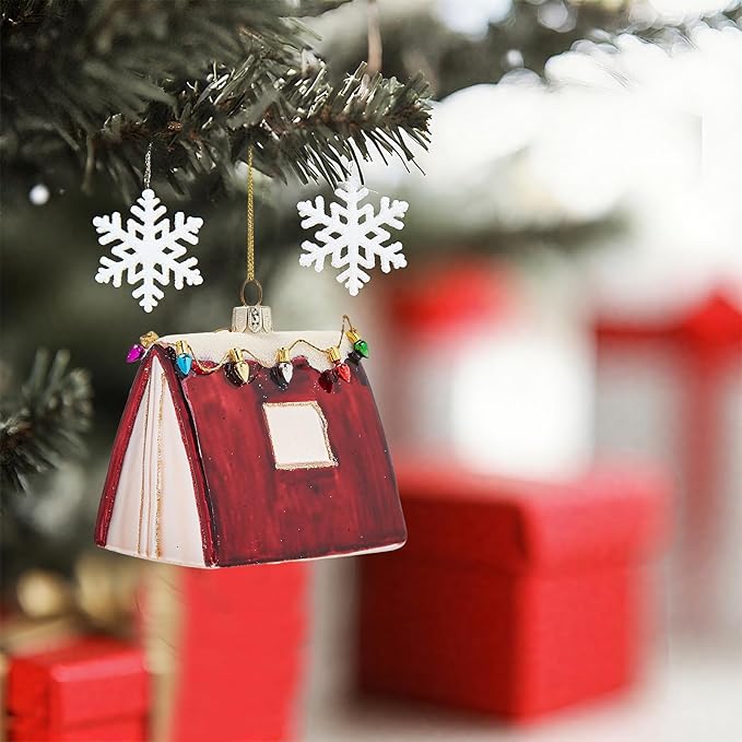 Hanging Christmas Ornaments 2025, Handcrafted Glass Blown Xmas Tree Decorations Holiday Ornaments Funny Gifts Collectible Winter Festival Decor for Home Party, Tent