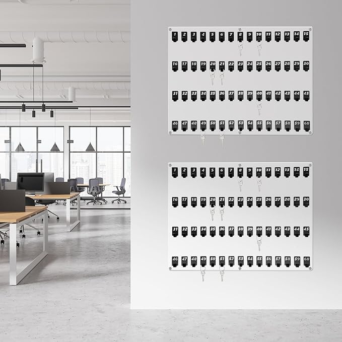 Acrylic Key Board with 60 No. Hooks Wall Mount Key Rack Holder Hanger Storage Collection for School, Garage, Car Dealer, Office, Hotel, Real Estate(Transparent)