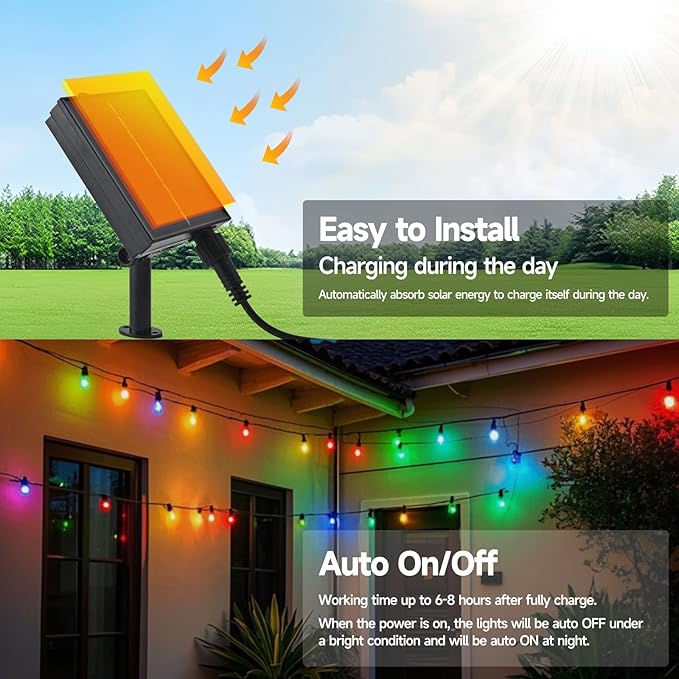 15FT Solar String Lights Waterproof for Outdoor, Patio Lights Solar Powered with USB Port, LED Shatterproof Bulbs,8 Lighting Modes,Solar Light for Camping Backyard Garden(Tree-Warm White)