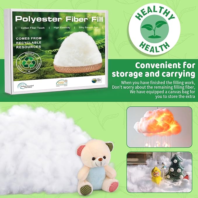 GarfxG Polyfill Stuffing 2.2LB/1000G, Christmas Decorations Indoor, Artificial Snow White Clouds Cotton for Decoration, Fluffy Snow Blankets for Winter Mantle Village, Nativity