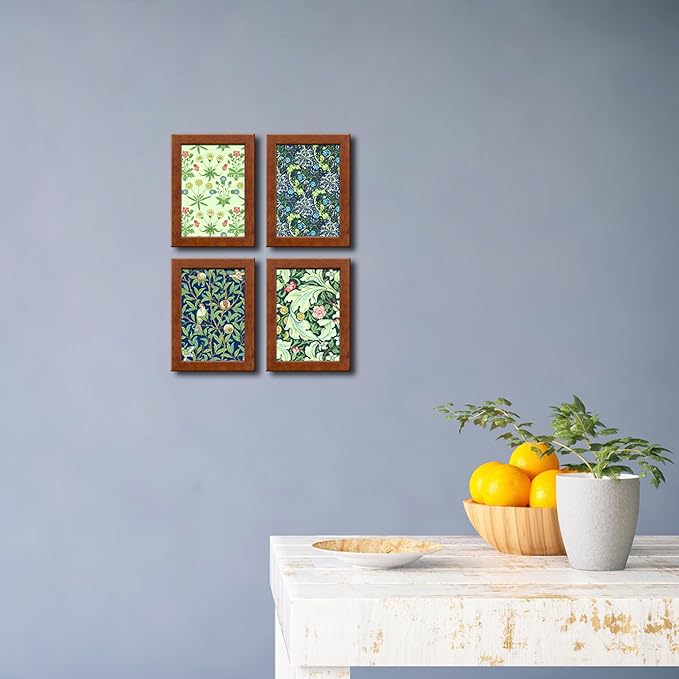 5x7 Picture Frame Set of 4 Made of Solid Wood Photo Frame with Real Glass for Pictures 4x6 with Mat or 5x7 Without Mat, Wall Mount or Tabletop Gallery Photo Frames Brown