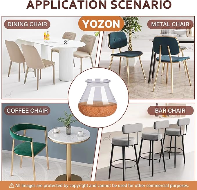 YOZON Chair Leg Floor Protectors for Hardwood Floors Felt Furniture Pads Silicone Caps 32 Pack Anti-Scratch Reduce Noise Clear Round Medium Fit 3/4" to 1-3/16" (19-30mm)