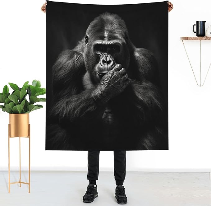 Chimpanzees Animal Throw Blanket Soft Plush Fleece Blankets Warm Cozy Lightweight Fuzzy Blanket for Bed Sofa Couch Home Decor 60"X50"