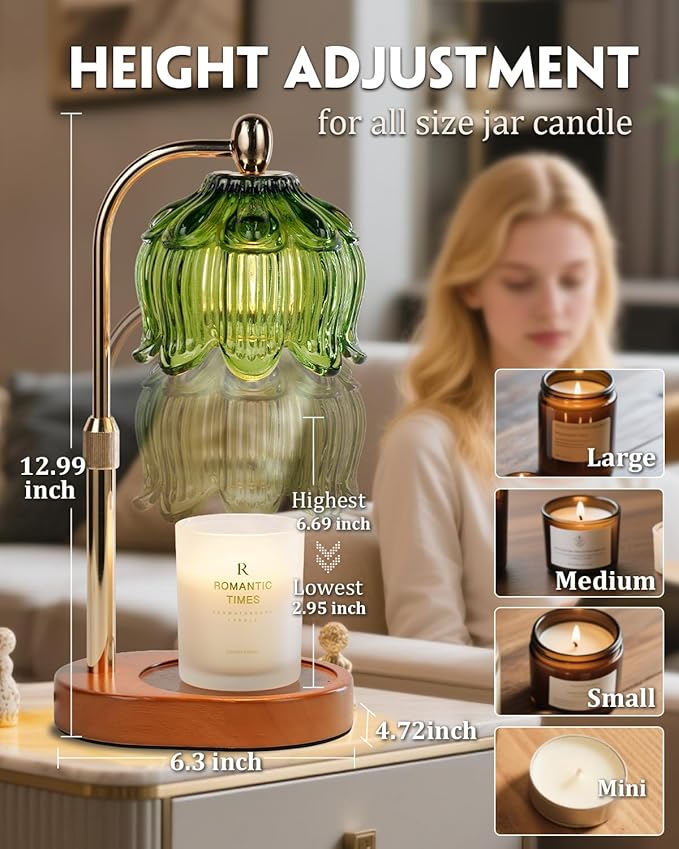 Candle Warmer Lamp with Timer Dimmable, Adjustable Height, Birthday Gifts for Women Mom, House Warming Gifts New Home Room Decor, Christmas Gifts,Wax Warmer Lamp for Jar Candles with 2 Bulbs