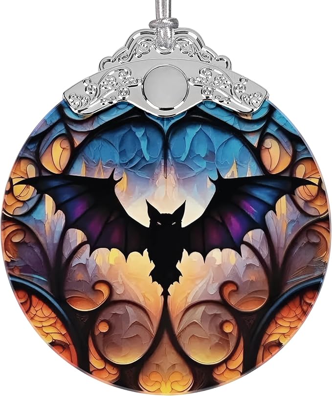 2025 Ornaments for Christmas Tree, Zmoicky Stained Glass Hanging Ornament, Christmas Ornaments Clearance, Gift Exchange Ornament, Bauble Present - Mysterious Bat