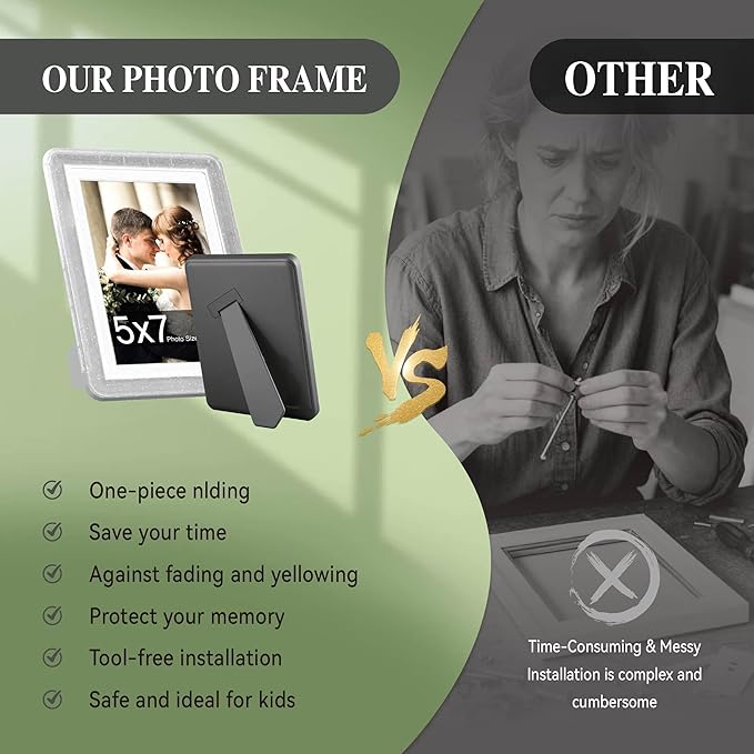 5x7 Picture Frame, Clear Acrylic Photo Frame with White Mat for 4x6 Photos, One-Piece Shatterproof Tool-Free Design, UV-Resistant Waterproof Tabletop Frame for Home Office Decor with 10-Year Warranty