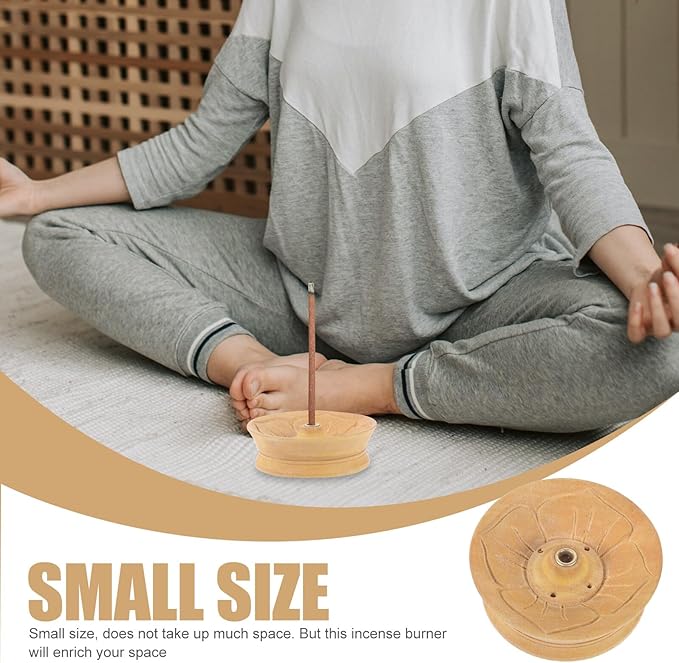 Nepal Wooden Incense Rope Burner Lotus-Shaped Home Incense Holder Tray for Meditation and Office Relaxation Stylish Decorative Ash Catcher with Smooth Practical Design