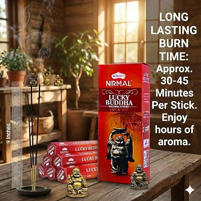 Shubhkart Hexa Lucky Buddha Incense Sticks, Pack of 6 (120 Sticks). Calming Blend for Attracting Good Fortune, Positive Energy, Peace & Meditation