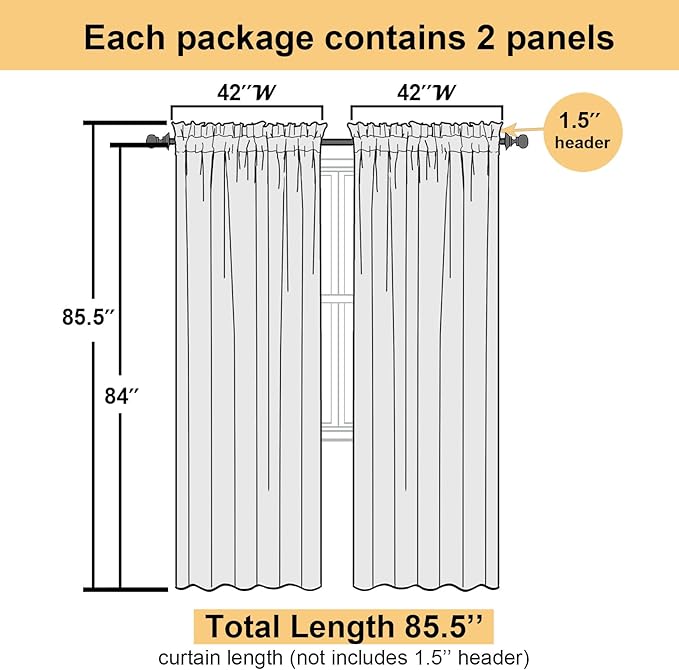 Lecloud Orange Sheer Curtains 84 Inches Long 2 Panels Set, Rod Pocket Transparent Window Treatments for Living Room, Lightweight Breathable Voile Bedroom Curtains Home Decor, Each Panel 42 X 84 Inch