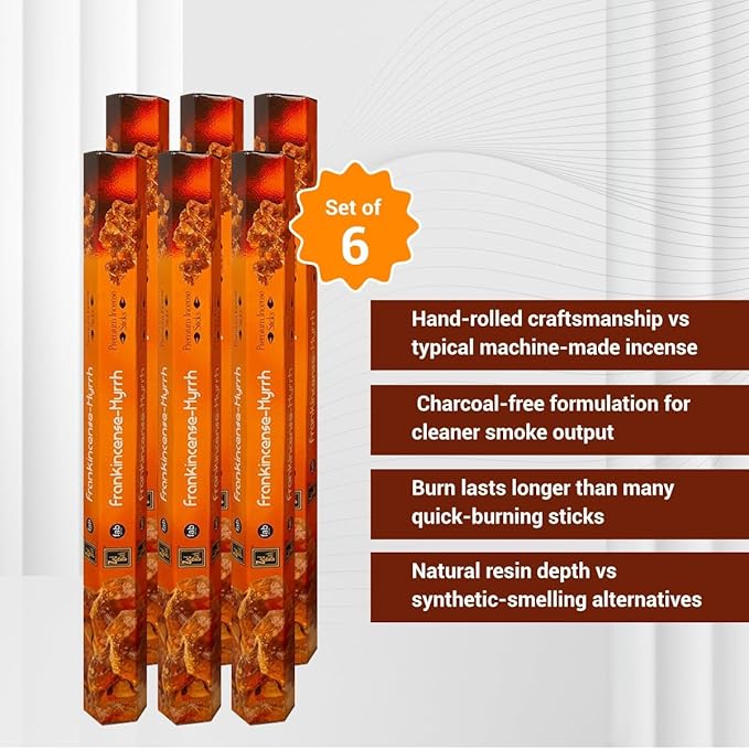 ZED Black Frankincense Sticks - 20 Incense Sticks per Box (Total 120 Sticks) Premium Quality for Relaxation, Yoga, Meditation