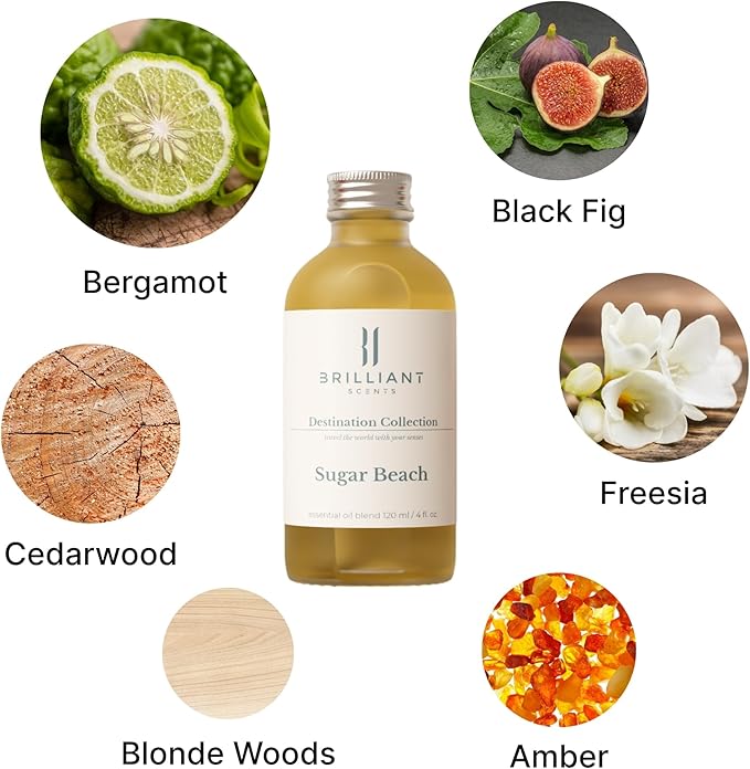 Brilliant Scents Diffuser Oil Refill, Inspired by Edition Hotel & The Noir 29, Hotel Series Aroma Scents, Essential Oils Set for Home, Fragrance Oil for Candle Making, Home, 50 ML, Sugar Beach