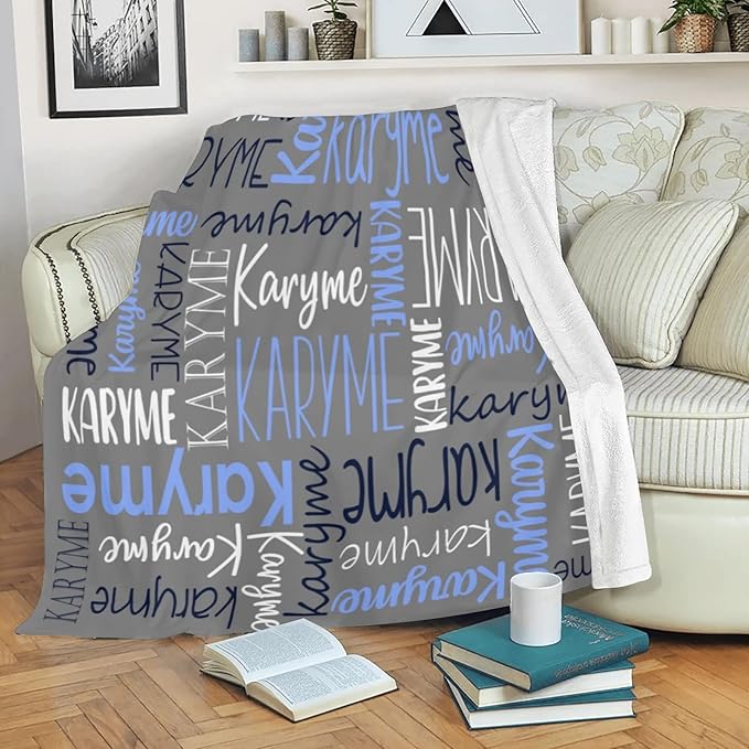 Personalized Blankets with Names Baby Gifts for Girls Boys Custom Soft Fleece and Sherpa Name Blanket for Kids and Adults Birthday for Daughter Son Granddaughter Grandson (Dark Grey)