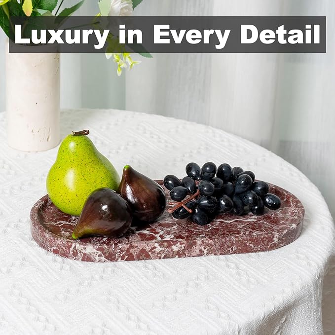 Koville Norway Natural Marble Tray, 12"x6" Vanity Decorative Tray for Countertop Organizer, Catchall for Perfume, Candles, Jewelry Dish