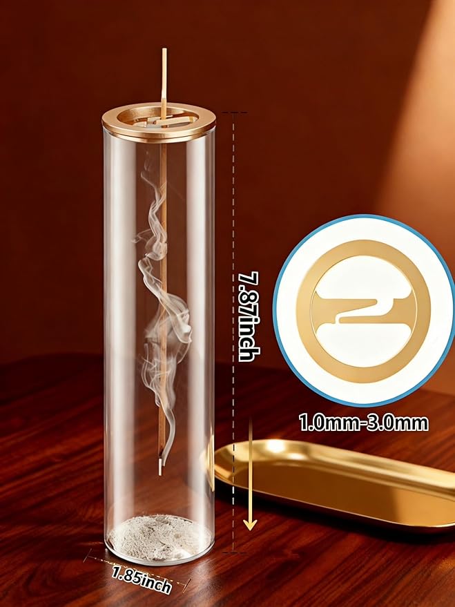 Incense Holder for Sticks [Anti-Ash Flying], Modern Insence-Stick Burner Holder with Removable Glass Ash Catcher, for Home Decor Yoga Meditation