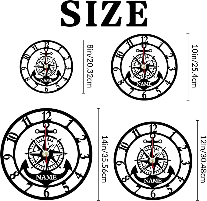 Personalized Metal Clock with Name Custom Wall Guitar Non Ticking Silent Clock for Home Decoration Music Classroom Living Room Customized Birthday Christmas