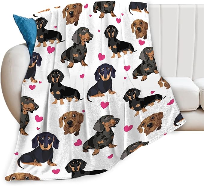 Tijuboni Dachshund Throw Blanket Dog Gifts for Girls Boys Women Men Kids Adults Soft Flannel Fleece Blanket for Couch Sofa Bed Home Decor 40"x50"