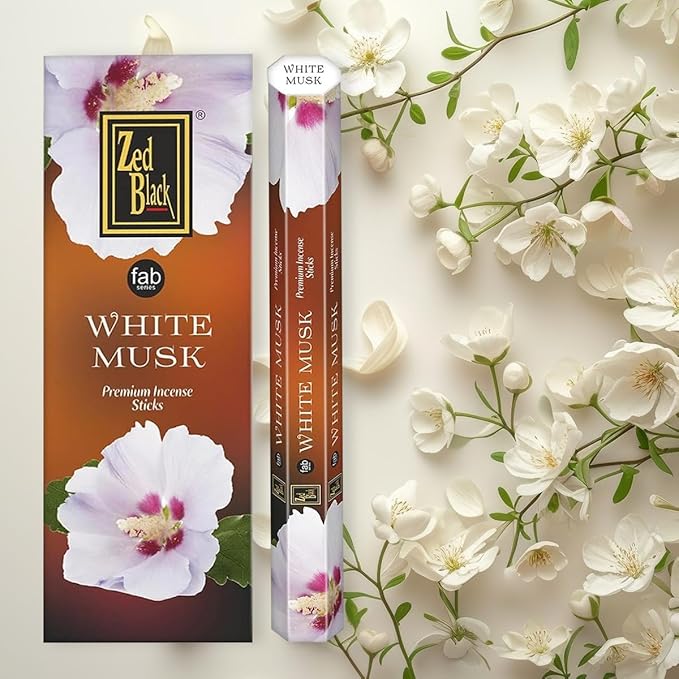 ZED Black White Musk Incense Sticks - 20 Sticks per Box & 6 Boxes Inside (Total 120 Sticks) |Premium Quality Incense Sticks for Relaxation & Yoga.