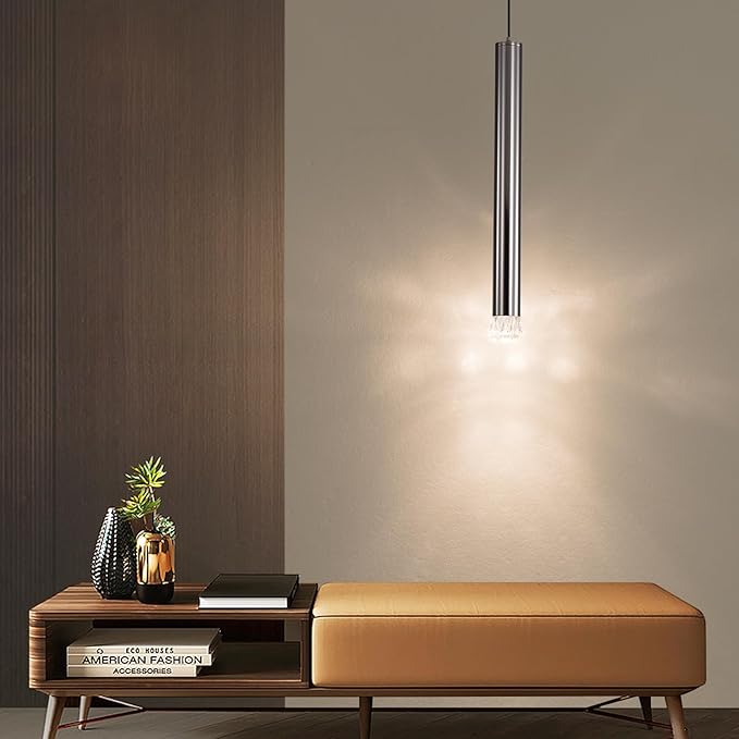 Modern LED Pendant Light, Luxury Diamond Mini Strip Hanging Light, 3 Color Temperatures, Kitchen Island Ceiling Lighting Fixtures for Dining Room, Bar, Hallway, Living Room, Bedside
