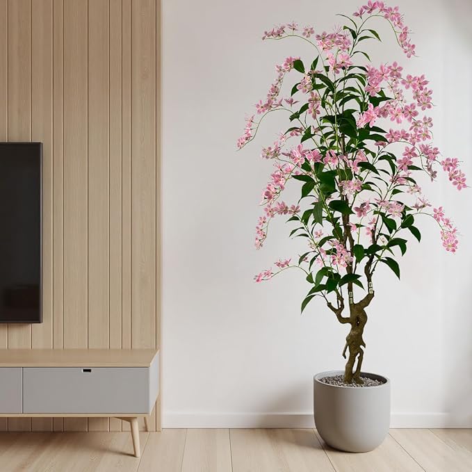 Artificial Tree Faux Jasmine Tree 7ft Tall Fake Jasmine Plant in Pot Fake Silk Tree Faux Plants Indoor