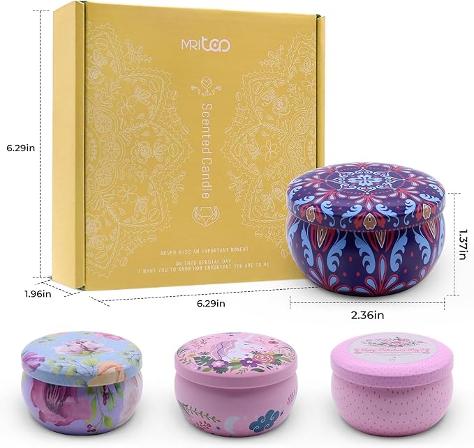 Scented Candles Gift Set for Women 4 Pack Soy Wax Candles with Dried Flowers in Reusable Tins Ideal for Birthday Mothers Day Christmas Anniversary Self Care Relaxation