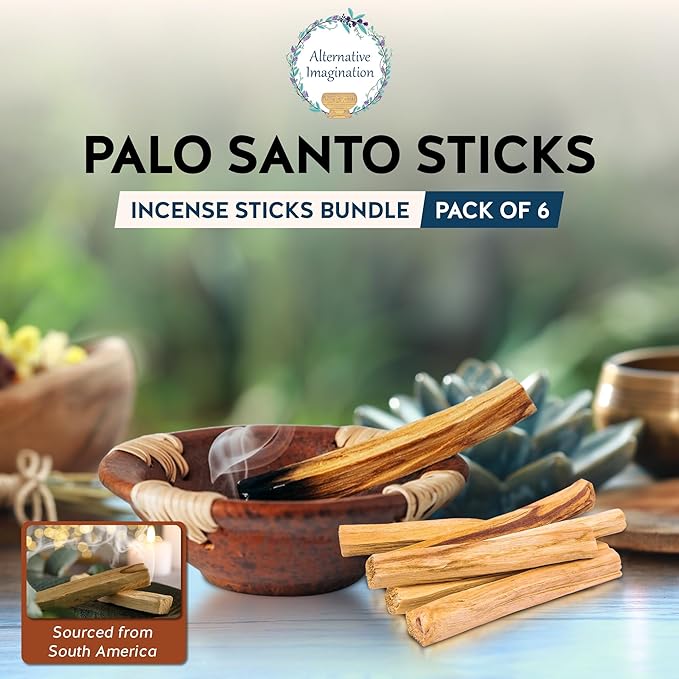 Palo Santo Sticks - Incense Sticks for Spiritual Cleansing, Stress Relief, Meditation Accessories, Home Fragrance - Sustainably Wild Harvested - Pack of 6 - Alternative Imagination