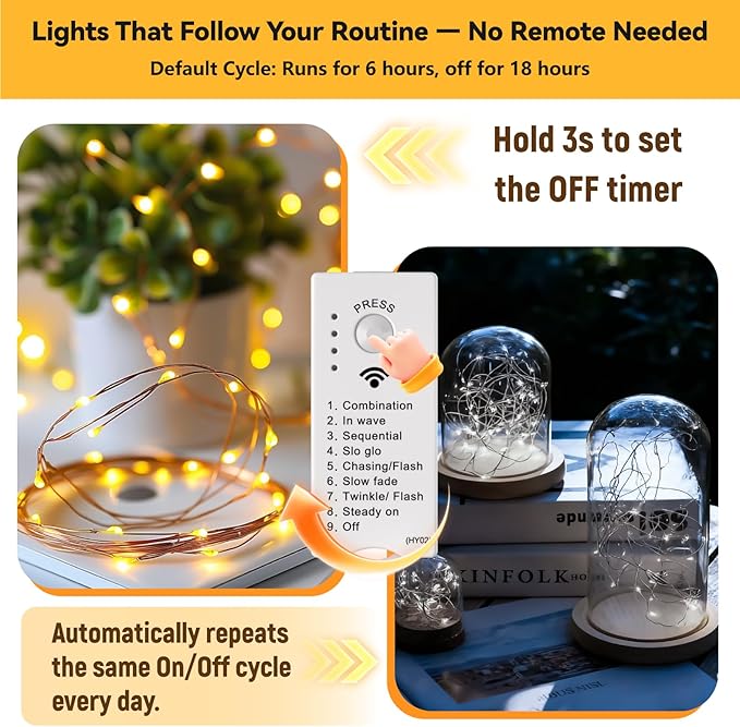 ZSJWL Rechargeable Fairy Lights with DIY Timer & 8 Modes, 2 Pack 16FT 50LED String Lights Battery Operated Indoor, Twinkle mini Lights for Bedroom Christmas Wedding Centerpiece Decor (Warm White)