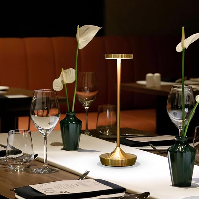 Cordless Table Lamp Rechargeable - 6000mAh LED Battery Operated Table Light - Portable Touch Dimmable Outdoor Waterproof Table Lamps for Patio Restaurant Dining (2 Bronze)