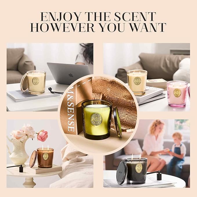 M&SENSE Large Two-Wick Summer Soy Candle | Ocean Dream & Blule | 19.8 oz, 120H Burn Time | Luxury Scented Candle for Relaxation, Gifting, Home Décor | Ideal for Bedroom, Office, Party Ambiance