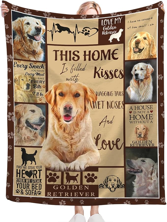 Tijuboni Golden Retriever Throw Blanket Dog Gifts for Girls Boys Women Men Kids Adults Soft Flannel Fleece Blanket for Couch Sofa Bed Home Decor 60"x80"