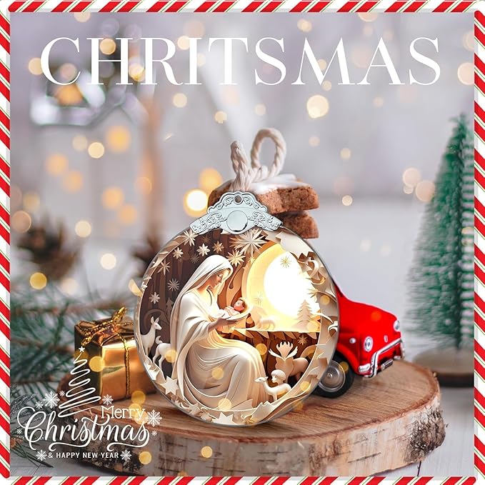 Nativity Christmas Ornament 2025, Religious Ornaments for Christmas Tree, Holy Family Ornament, Christian Ornaments, Mary and Baby Jesus Ornament, Faith-Based Holiday Decoration Gifts