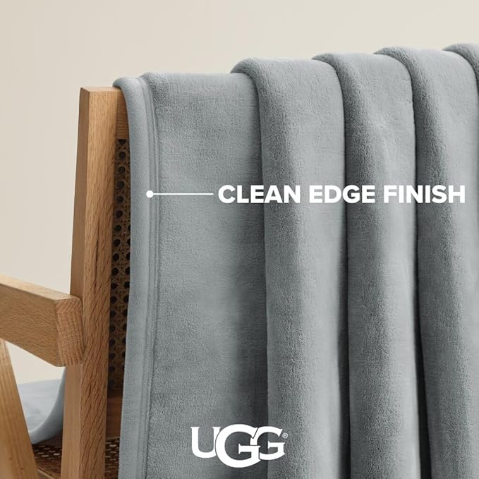 UGG Coco Fleece Blanket for Bed Queen Size – Luxury Cozy Room Decor, Soft Warm Winter Bedding, Heavy Blanket & Queen Blanket for Bed, Gifts for Teens and Women – Seal Gray