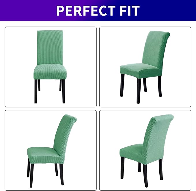 Howhic Chair Covers for Dining Room Set of 2, Stretchy Dining Chair Covers, Textured Jacquard Kitchen Chair Slipcovers, Classy Decor for Home and Banquet (Sage, 2 Pack)