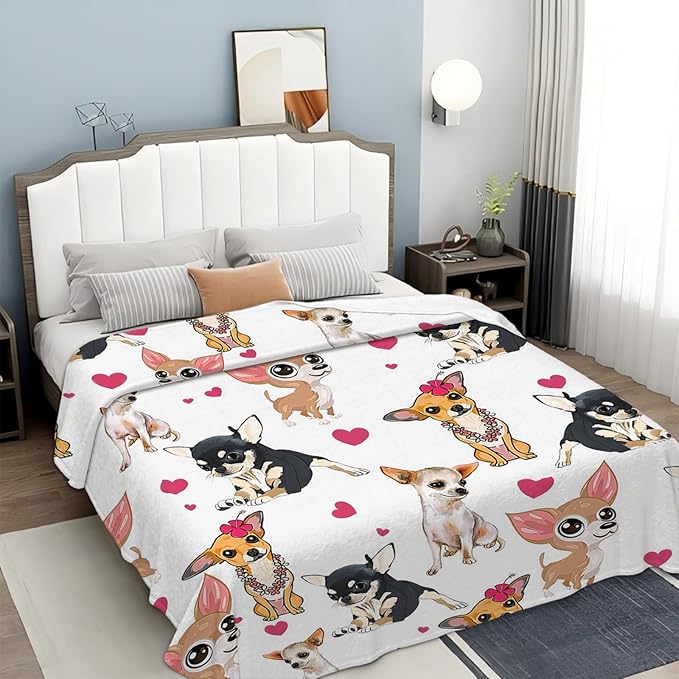 Tijuboni Chihuahua Throw Blanket Dog Gifts for Girls Boys Women Men Kids Adults Soft Flannel Fleece Blanket for Couch Sofa Bed Home Decor 50"x60"