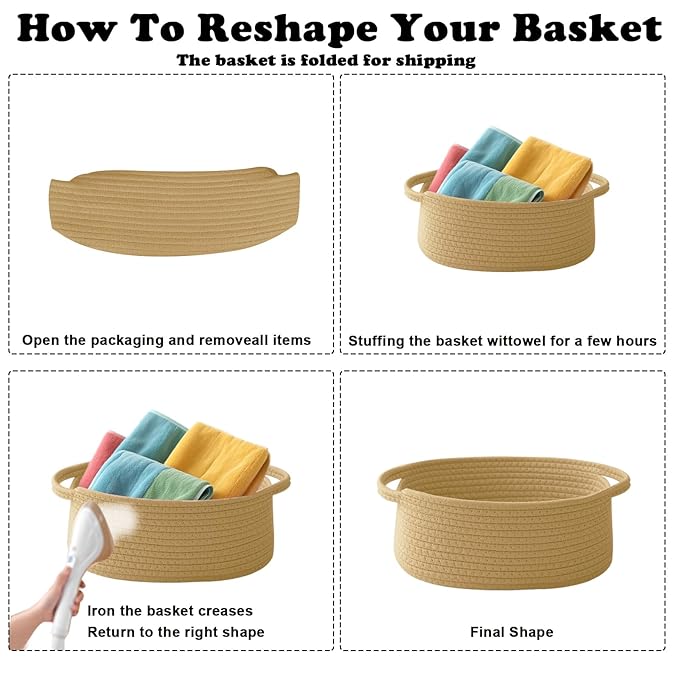 Small Woven Rope Basket-Empty Gifts Basket with Bag and Ribbons,Cute Handle Organizer Box for Birthday/Baby Shower, Toy Storage, Nursery Organizing & Shelf Decor(White&Mixed Brown)