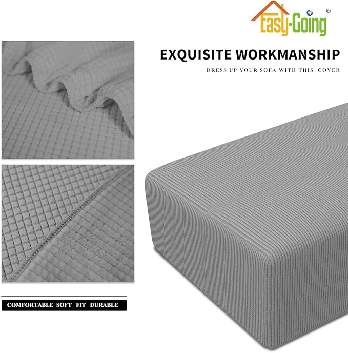 Easy-Going Stretch Ottoman Cover Folding Storage Stool Furniture Protector Soft Rectangle slipcover Elastic Bottom (XX-Large,Light Grey)
