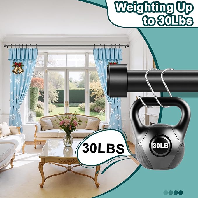 Black Curtain Rods 72-144 Inch, 1" Heavy Duty Extra Long Adjustable Wall Mount Drapery Rod, Telescoping Sectional Design for Large Windows, Outdoor Patio, Modern End Cap Finials