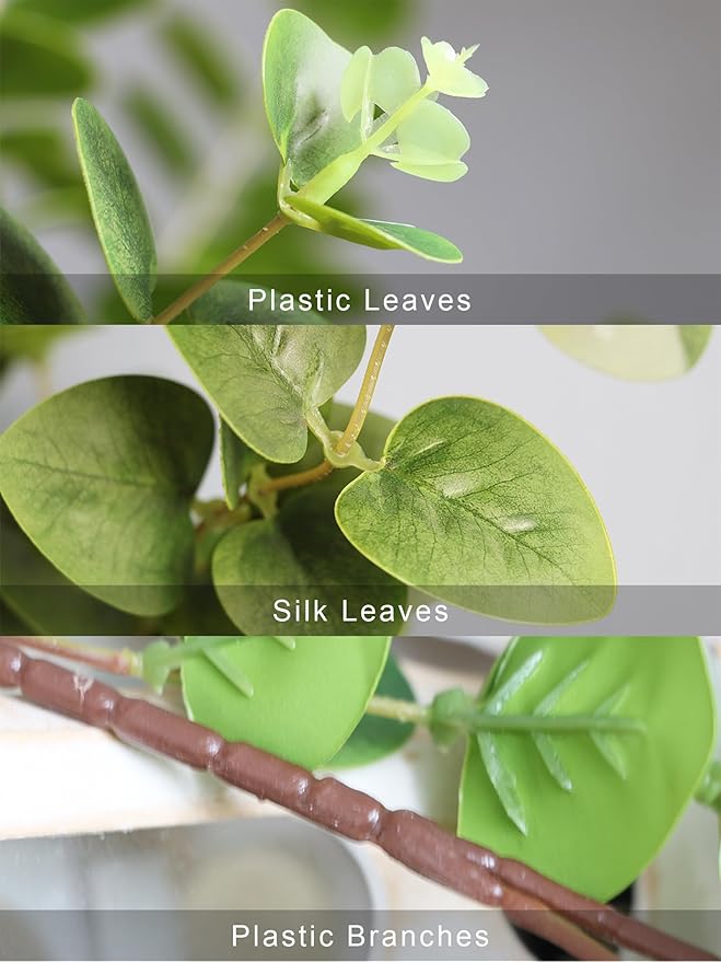 Forlaoers 4pcs 32" Tall Green Artificial Eucalyptus Leaves Greenery Stems Fake Flowers Plants Branches for Vase Home Decor Indoor Office Arrangements Decoration