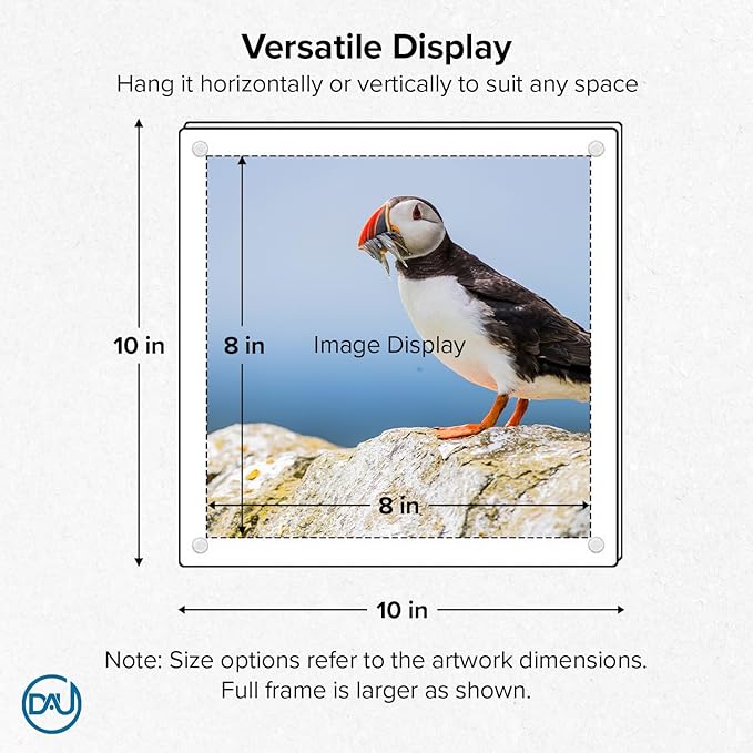Acrylic Floating Frames Black Standoffs(single) 8" x 8" Clear Acrylic Frames for Wall Mount Floating Picture Frame, Diploma Poster Certificate Hanging Photo Display Degree Prints Artwork Documents