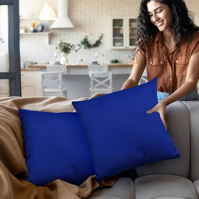 Covers & All Premium Square Throw Pillow Inserts with Covers Set of 4, 24 x 24 Inches Blue, Decorative Cushions for Couch Sofa Home Decor Office Travel UV Resistant Waterproof Soft Cushions Pillows