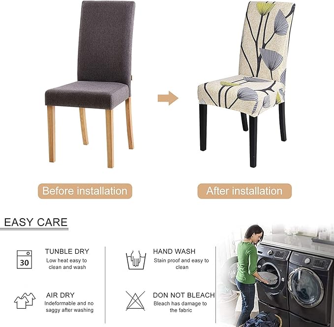 Stretch Chair Covers Slipcovers Set of 4 Printed Stretchable Dining Chair Slipcover Washable Removable for Kitchen,Hotel,Restaurant