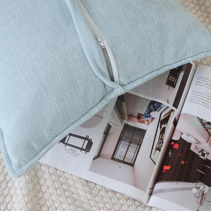 OYIMUA Light Blue 16x16 Chenille Throw Pillow Covers Set of 2 | Farmhouse Decorative Pillowcases for Couch & Bed | Soft Luxury Accent Pillows for Living Room