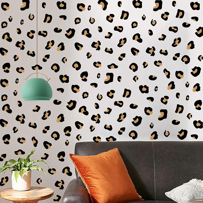 10 Sheets 290Pcs Leopard Wall Decals Removable Peel & Stick Wall Stickers Self-Adhesive Animal Print Vinyl Decor for Nursery,Car,Door,Home,Bedroom,DIY Easy Installation