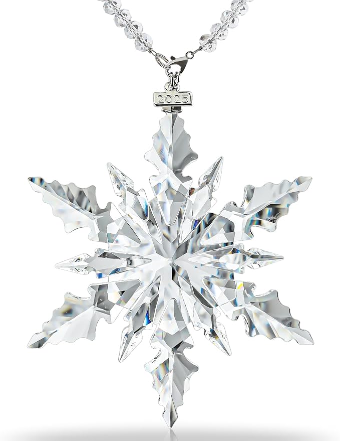 2025 Clear Snowflake Ornaments Crystal Glass Christmas Star for Christmas Tree Ornaments Hanging Crystal Sun Catcher Pendant Home Decor