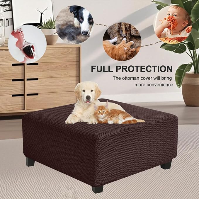 Levoberg Waterproof Square Ottoman Cover Large Square Folding Storage Ottoman Bench Slipcovers Footrest Stool Covers Oversized Ottoman Coffee Table Covers Cube with Elastic Bottom S Coffee